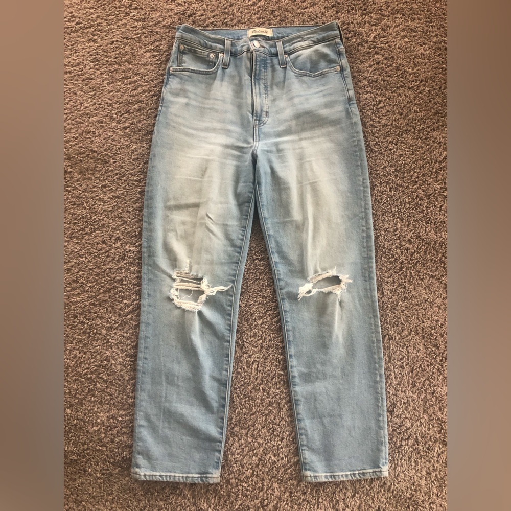 Madewell Perfect Vintage Straight Jean Danby Wash Ripped Knees